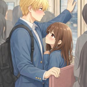 満員電車で彼女を守る男の子